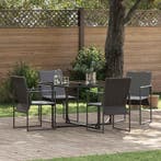 vidaXL Tuin eettafelset 5 pcs Zwart Staal, Verzenden, Nieuw, Rvs