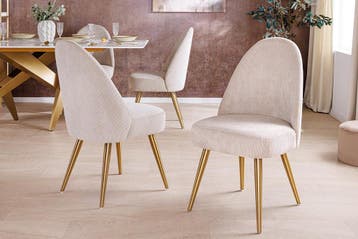 Retro Stoel MIA CASA beige corduroy champagne goud, Ophalen of Verzenden, Nieuw