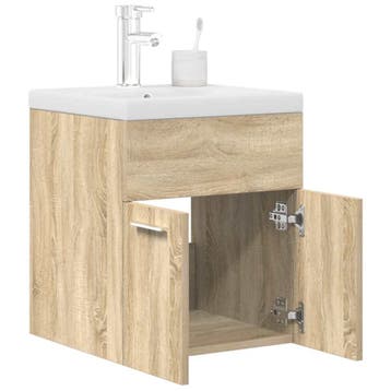 vidaXL Wastafelmeubel met inbouwwastafel en kraan Sonoma, Verzenden, Nieuw, Wastafelkast
