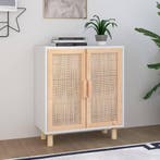 vidaXL Dressoir 60x30x70 cm massief grenenhout en rattan wit, Verzenden, Nieuw, 50 tot 100 cm, Grenenhout