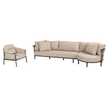 Ezra chaise longue organische loungeset 3 delig terre 4, Tuin en Terras, Tuinsets en Loungesets, Ophalen of Verzenden, Nieuw