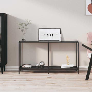 vidaXL Wandtafel 140x35x75,5 cm gehard glas zwart, Verzenden, Nieuw, Glas