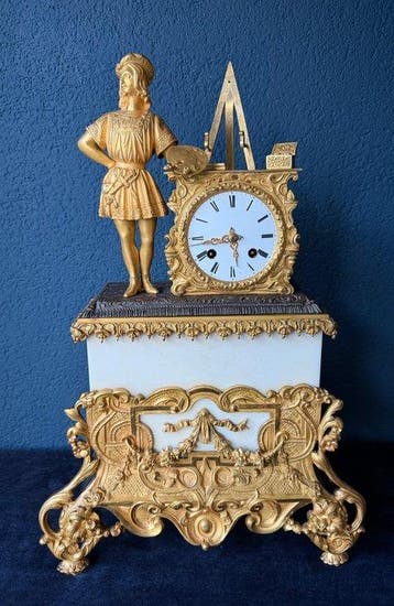 Figurale pendule, Medaille dargent Empire - Brons -, Antiek en Kunst, Antiek | Klokken