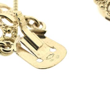 Antiek gouden bootjesarmband met granaat (Schakelarmband), Gebruikt, Ophalen of Verzenden, Met edelsteen, Goud