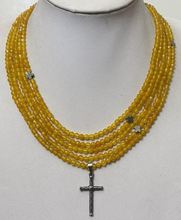 Nephrite de Miel met Latijns Kruis en Grieks Kruis -