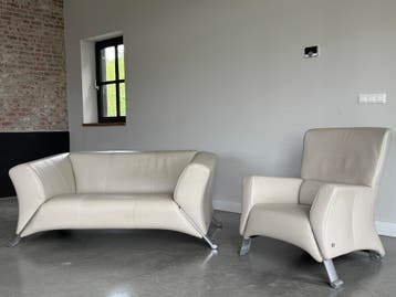 Kopieer - Rolf Benz 322 Designset – Leder Crème/Taupe,  #Figura #DutchDesign #Designbank Showroommodel #KhodiF, 150 tot 200 cm