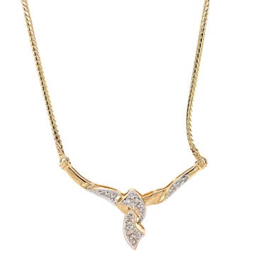 Gouden choker met diamant 14 karaat, Sieraden, Tassen en Uiterlijk, Kettingen, Verzenden, Zo goed als nieuw, Goud