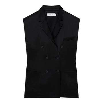 IRO • zwart satijnen gilet Duna • 34, Verzenden, Zwart, Nieuw, Maat 34 (XS) of kleiner