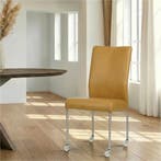 Leren eetkamerstoel Comfort met wieltjes - Granada Amber, Ophalen of Verzenden, Nieuw, Leer, Modern