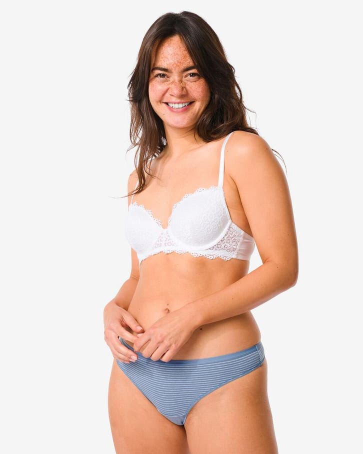 HEMA Damesstring katoen - 2 stuks blauw, Kleding | Dames, Ondergoed en Lingerie, Verzenden