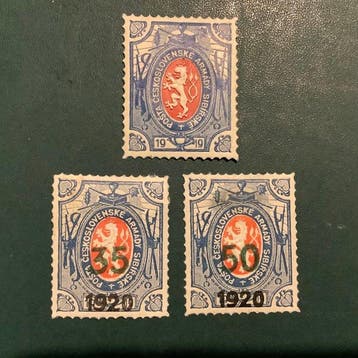 Tsjecho-Slowakije 1920 - Leger in Siberië de drie keyvalues, Gestempeld