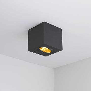 Opbouw spot armatuur zwart | 80x80mm | vierkant | dimbaar, Ophalen of Verzenden, Nieuw, Metaal, Plafondspot of Wandspot