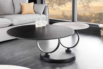 Design Salontafel DANCING RINGS Zwart Grijs Rond Draaibaar, Ophalen of Verzenden, Nieuw