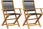 2 Opvouwbare Tuinstoelen van Zwart Acaciahout en Kunststof, Verzenden, Nieuw