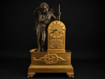 Figurale pendule - - Verguld brons - 1800-1850, 1850-1900 -, Antiek en Kunst, Antiek | Klokken