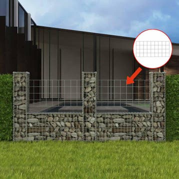 vidaXL Gabion mand U-vormig 240x20x100 cm staal, Verzenden, Nieuw, IJzer