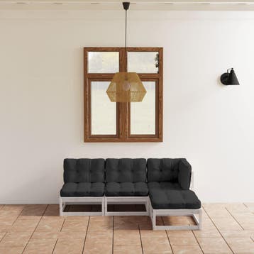 vidaXL 4-delige Loungeset met kussens massief grenenhout, Verzenden, Nieuw, Loungeset