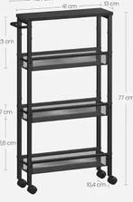 Smalle Keukentrolley 4 Lagen – Op Wielen, Staal & Hout, Verzenden, Nieuw