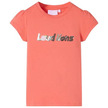 vidaXL Kindershirt met kapmouwen 116 koraalkleurig, Verzenden, Nieuw