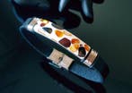 Amber Leren armband met Baltisch amber mozaïekstijl -, Verzamelen, Mineralen en Fossielen