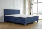 ACTIE! Boxspring Turijn 140 200 Blauw, Nieuw, 140 cm, Twijfelaar, 200 cm