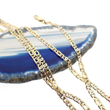 Bicolor gouden marineschakel ketting, Sieraden, Tassen en Uiterlijk, Kettingen, Ophalen of Verzenden, Gebruikt, Overige kleuren
