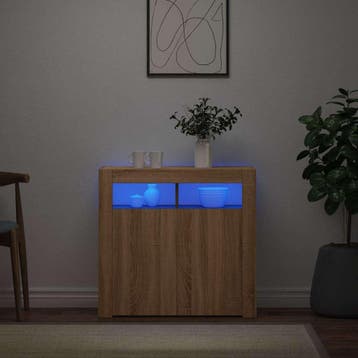vidaXL Dressoir met LED-verlichting 80x35x75 cm sonoma, Verzenden, Nieuw, 50 tot 100 cm, 25 tot 50 cm