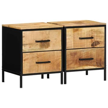 vidaXL Nachtkastje 2 st Bruin en zwart 40 x 35 x 50 cm, Minder dan 45 cm, Verzenden, Nieuw, Minder dan 55 cm