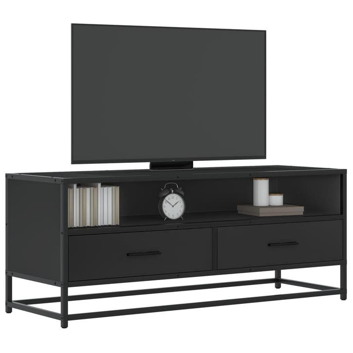 vidaXL Tv-meubel 100x34,5x40 cm bewerkt hout en metaal zwart, Huis en Inrichting, Kasten | Televisiemeubels, Nieuw, Overige houtsoorten