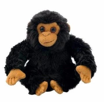 Chimpansee knuffel - zwart pluche - 18 cm, Verzenden, Nieuw