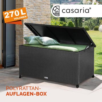 Polyrotan kussenbox Zwart 117x53x60cm met 2 Wielen, Verzenden, Nieuw
