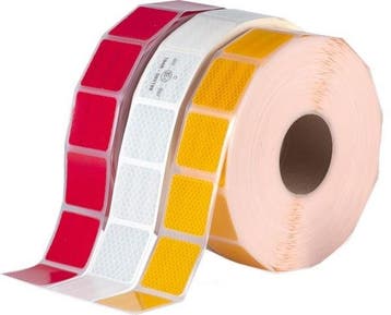 Reflecterende Tape Geel - 5x5 cm Stickers - Rol 50 meter - g, Auto diversen, Autostickers, Ophalen of Verzenden