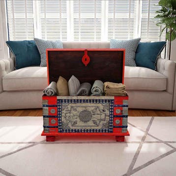 vidaXL Opbergkist 80x40x45 cm mangohout rood, Huis en Inrichting, Verzenden, Nieuw