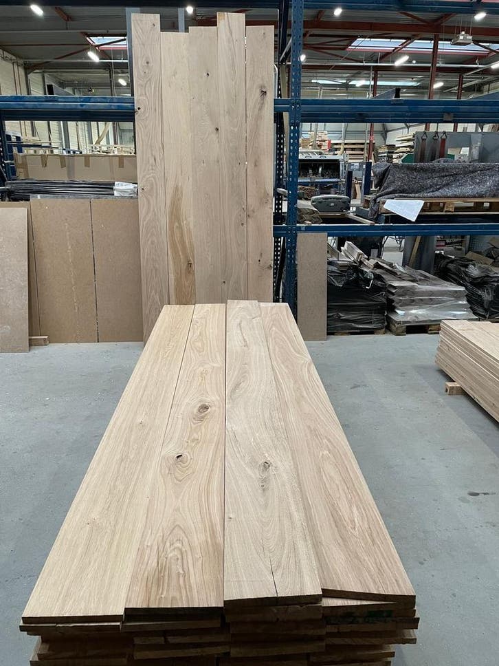 Massief Eiken Planken – Direct uit Voorraad Leverbaar!, Doe-het-zelf en Verbouw, Hout en Planken, 200 tot 250 cm, Nieuw, Minder dan 25 mm