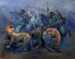 École Art-Déco (1930s) - La Chasse au Lion en Perse