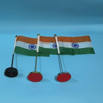 Indiase Bureauvlag 14x21cm Polyester - Officiële Vlag van In, Verzenden, Nieuw