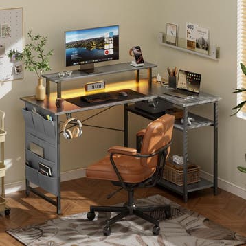 Gaming bureau - Gaming desk - Hoekbureau - 110x80 cm - Grijs, Verzenden, Zo goed als nieuw