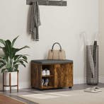 vidaXL Halbank met kussen met plank Gerookte Eik 60 x 38 x, Verzenden, Nieuw