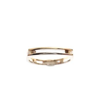 Bicolor gouden ring, Sieraden, Tassen en Uiterlijk, Ringen, Gebruikt, Overige kleuren, 19 tot 20, Ophalen of Verzenden