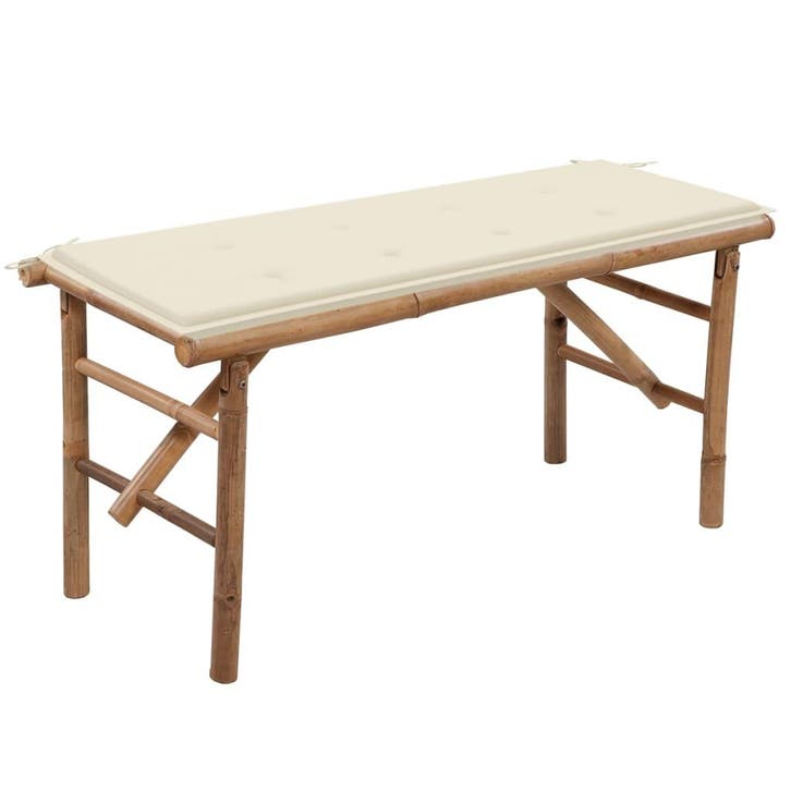 vidaXL Tuinbank inklapbaar met kussen 118 cm bamboe, Tuin en Terras, Tuinbanken, Nieuw, Hout, Verzenden