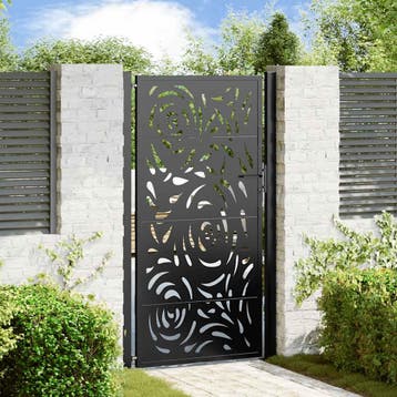 vidaXL Poort met vlamontwerp 100x175 cm staal zwart, Tuin en Terras, Tuinpoorten, Verzenden, Nieuw