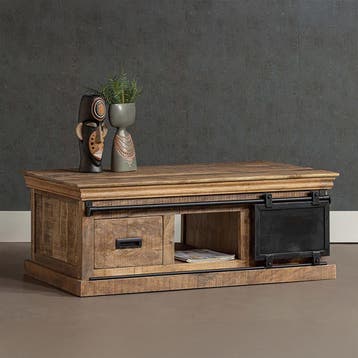 Salontafel Mangohout Milan 120 cm, Huis en Inrichting, Tafels | Salontafels, Verzenden, Nieuw, Industriële meubels, Overige vormen