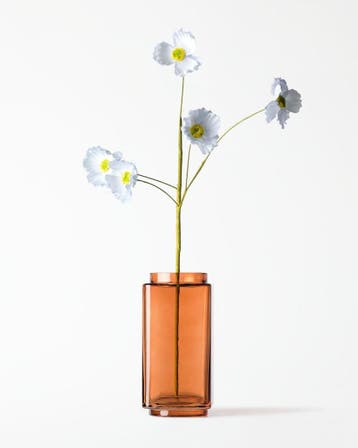 HEMA Vaas 9x18cm Kub glas oranje, Verzenden, Nieuw, Oranje