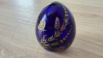 Fabergé ei - Glas - Hand-gilded Cobalt Blue