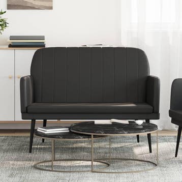 vidaXL Bankje 107x80x81 cm kunstleer zwart, Verzenden, Nieuw, Leer, Minder dan 150 cm