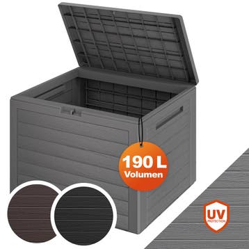Kussenbox Lille Grijs 190L houtlook (Kussenboxen), Verzenden, Nieuw