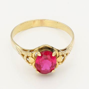 Ring - 14 karaat Geel goud - Robijn, Nieuw