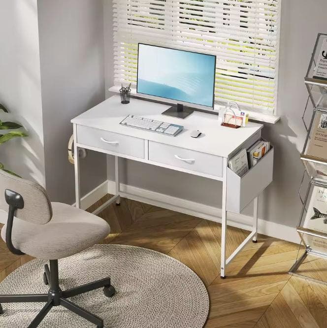Wit Bureau met Laden en Opbergtas – Modern en Compact, Computers en Software, Laptoptafels, Nieuw, Verzenden
