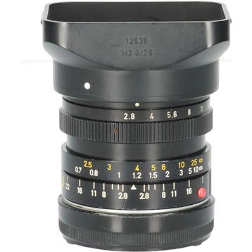 Tweedehands Leica Elmarit-M 28mm f/2.8 Asph - Zwart CM5674, Ophalen of Verzenden, Gebruikt, Groothoeklens