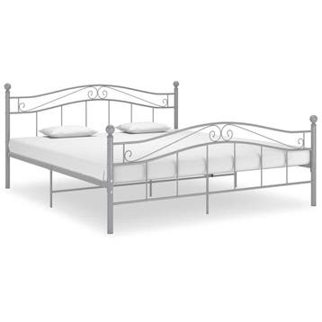 vidaXL Bedframe metaal grijs 160x200 cm, Verzenden, 200 cm, Metaal, Grijs